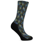 Embroidery Peacock Feather Print Crew Socks