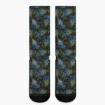 Embroidery Peacock Feather Print Crew Socks