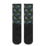 Embroidery Peacock Feather Print Crew Socks
