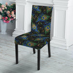 Embroidery Peacock Feather Print Dining Chair Slipcover