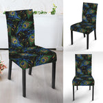 Embroidery Peacock Feather Print Dining Chair Slipcover