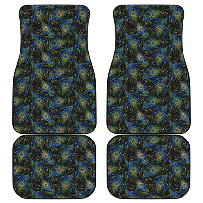 Embroidery Peacock Feather Print Front and Back Car Floor Mats