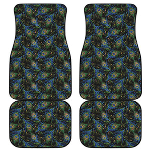 Embroidery Peacock Feather Print Front and Back Car Floor Mats