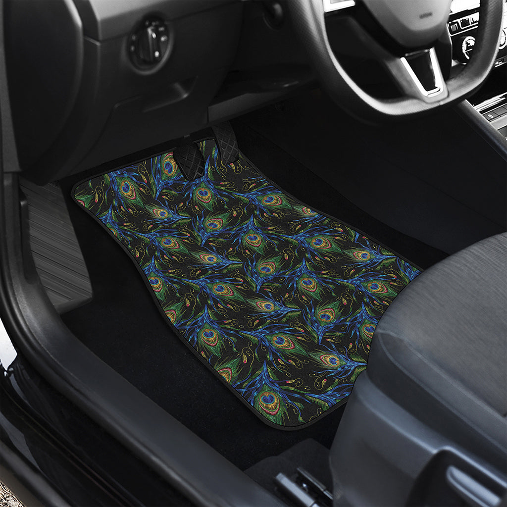 Embroidery Peacock Feather Print Front and Back Car Floor Mats