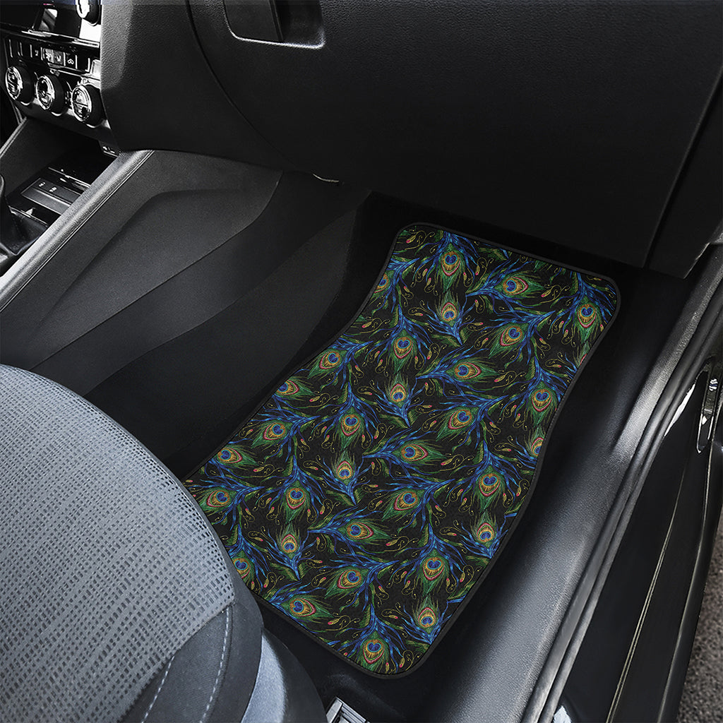 Embroidery Peacock Feather Print Front and Back Car Floor Mats