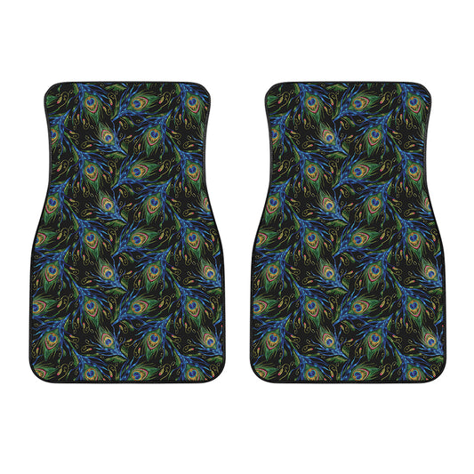 Embroidery Peacock Feather Print Front Car Floor Mats