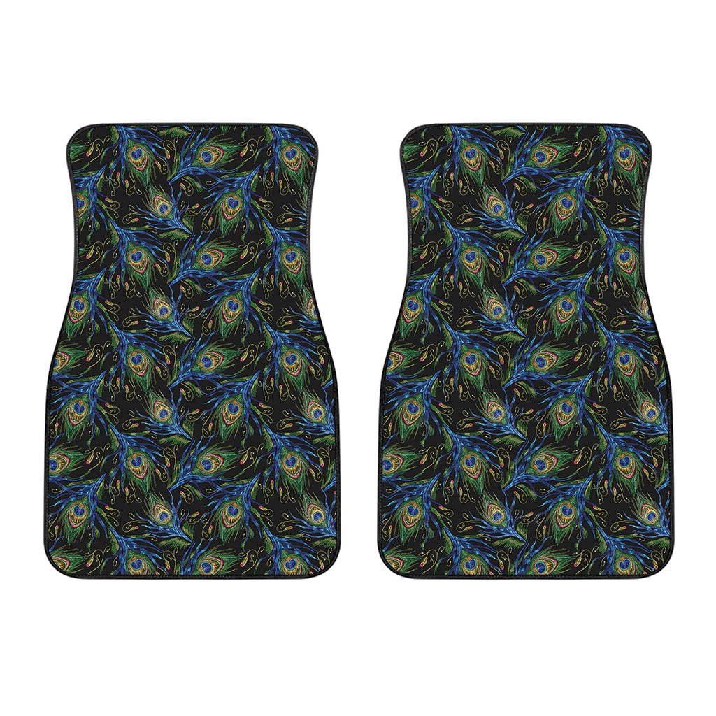 Embroidery Peacock Feather Print Front Car Floor Mats