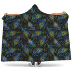 Embroidery Peacock Feather Print Hooded Blanket