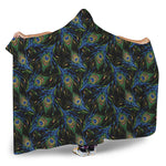 Embroidery Peacock Feather Print Hooded Blanket
