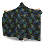 Embroidery Peacock Feather Print Hooded Blanket