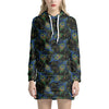 Embroidery Peacock Feather Print Hoodie Dress