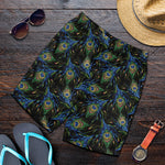 Embroidery Peacock Feather Print Men's Shorts