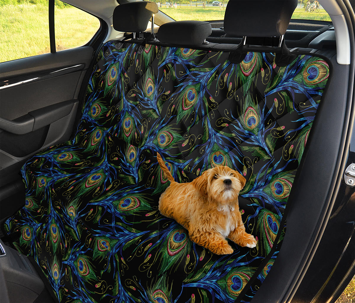 Embroidery Peacock Feather Print Pet Car Back Seat Cover