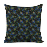 Embroidery Peacock Feather Print Pillow Cover