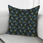 Embroidery Peacock Feather Print Pillow Cover