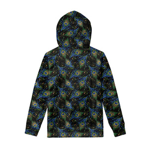 Embroidery Peacock Feather Print Pullover Hoodie