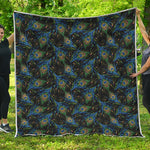 Embroidery Peacock Feather Print Quilt