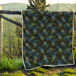 Embroidery Peacock Feather Print Quilt