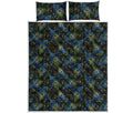 Embroidery Peacock Feather Print Quilt Bed Set