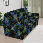 Embroidery Peacock Feather Print Sofa Cover