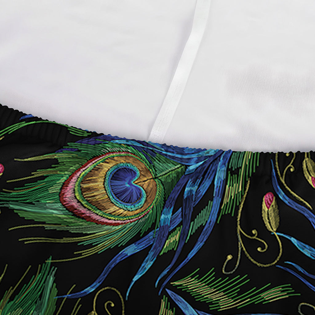 Embroidery Peacock Feather Print Sofa Cover