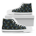 Embroidery Peacock Feather Print White High Top Sneakers