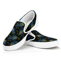 Embroidery Peacock Feather Print White Slip On Sneakers