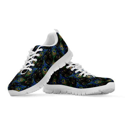 Embroidery Peacock Feather Print White Sneakers