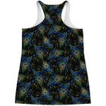 Embroidery Peacock Feather Print Women's Racerback Tank Top