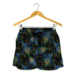 Embroidery Peacock Feather Print Women's Shorts