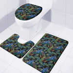 Embroidery Peacock Pattern Print 3 Piece Bath Mat Set
