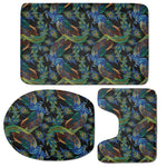 Embroidery Peacock Pattern Print 3 Piece Bath Mat Set