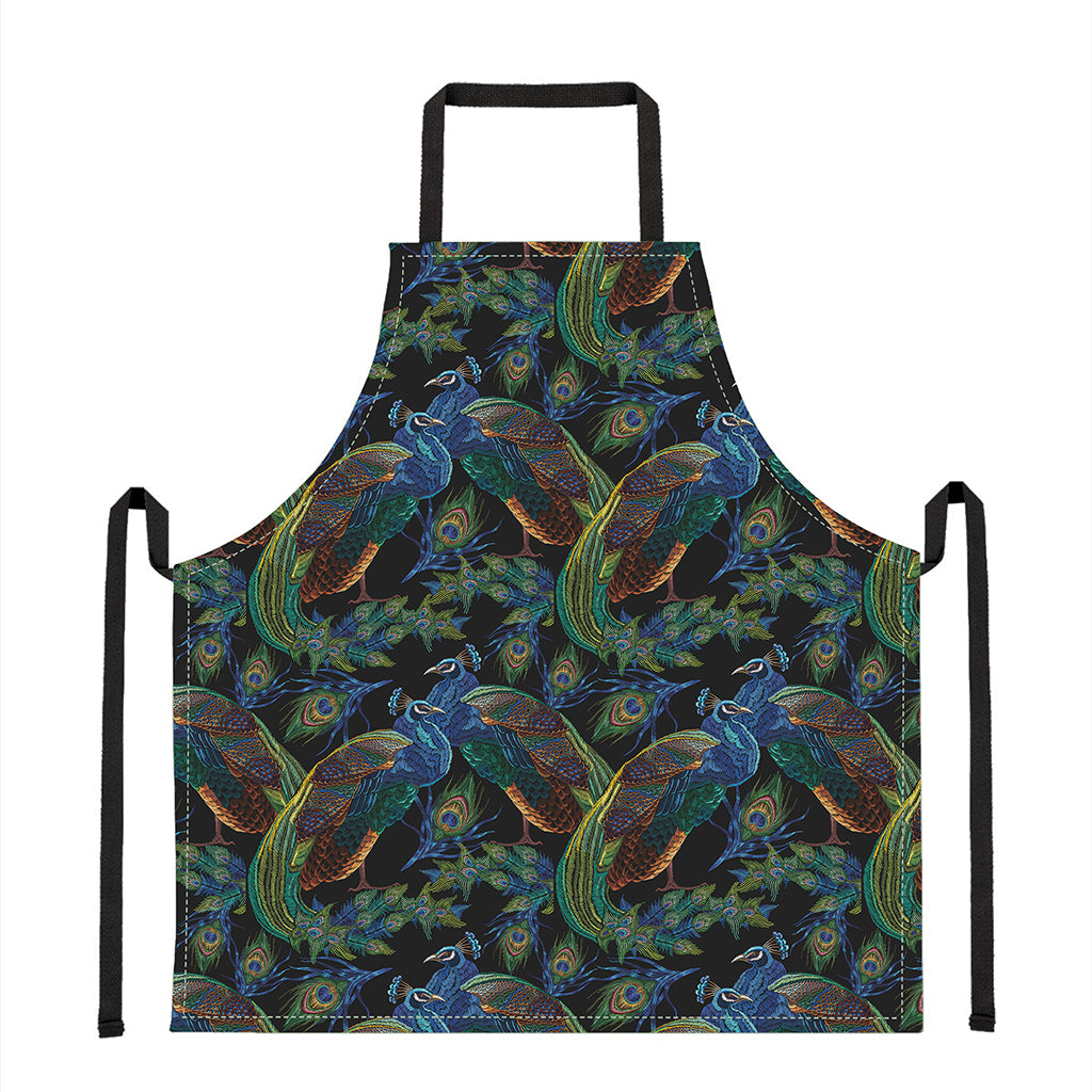 Embroidery Peacock Pattern Print Apron