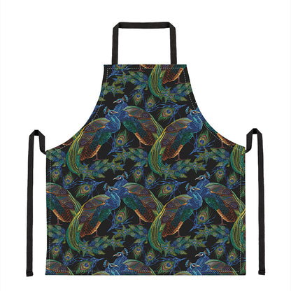 Embroidery Peacock Pattern Print Apron