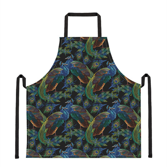 Embroidery Peacock Pattern Print Apron
