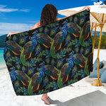 Embroidery Peacock Pattern Print Beach Sarong Wrap