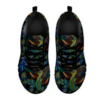 Embroidery Peacock Pattern Print Black Sneakers