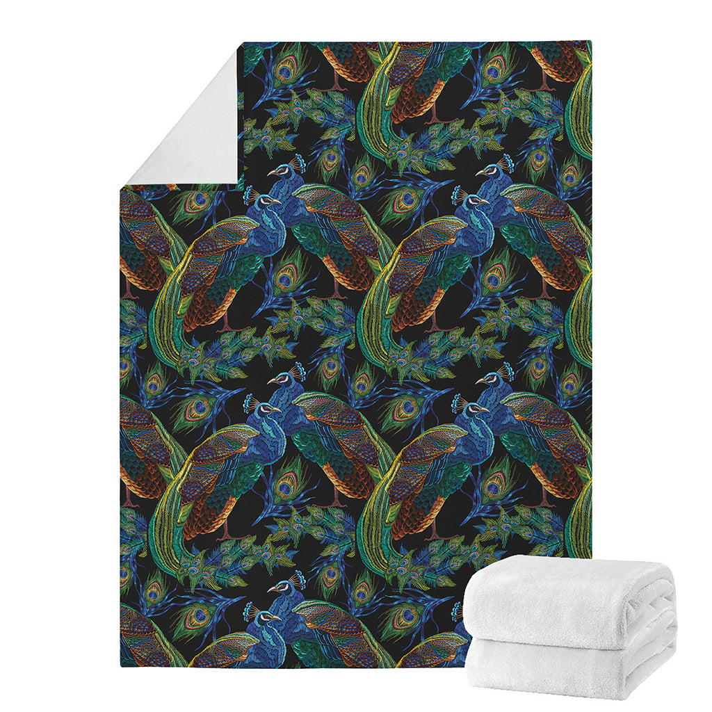 Embroidery Peacock Pattern Print Blanket