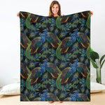 Embroidery Peacock Pattern Print Blanket