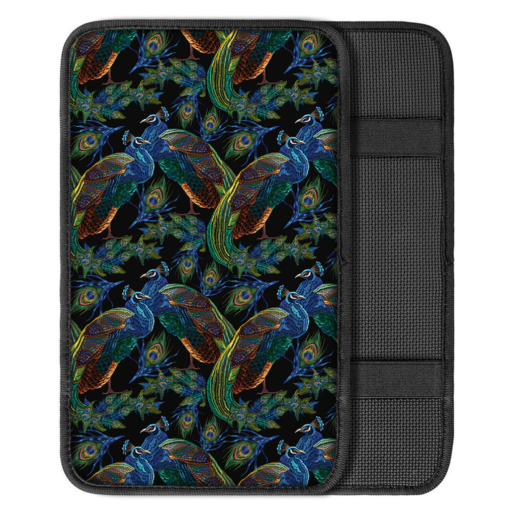 Embroidery Peacock Pattern Print Car Center Console Cover