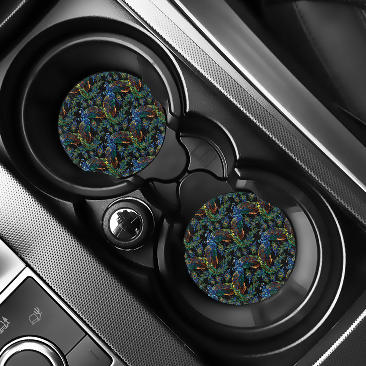 Embroidery Peacock Pattern Print Car Coasters