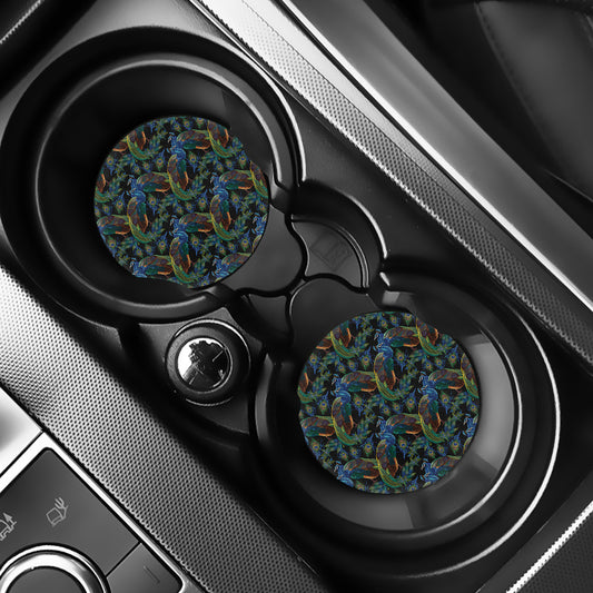 Embroidery Peacock Pattern Print Car Coasters