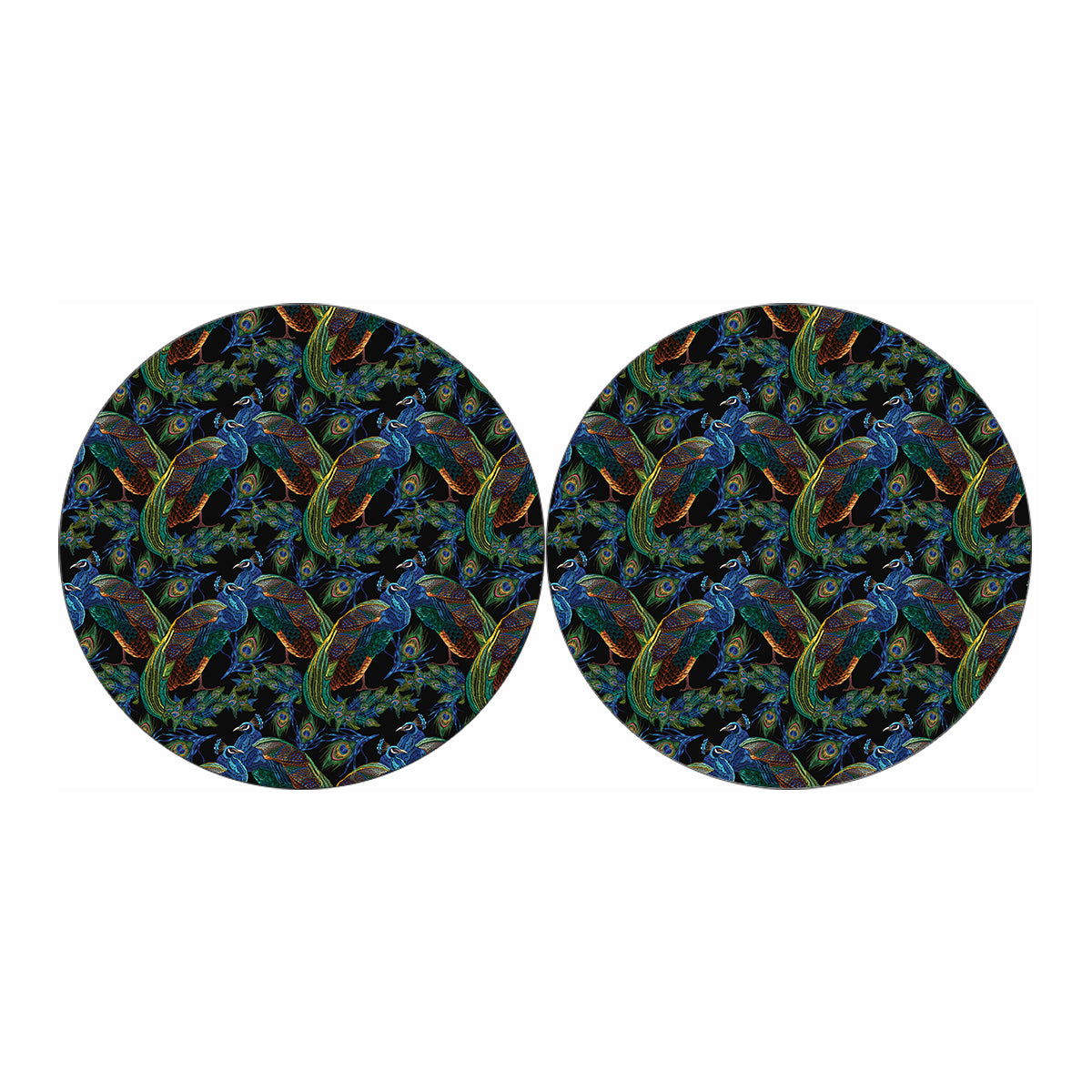 Embroidery Peacock Pattern Print Car Coasters