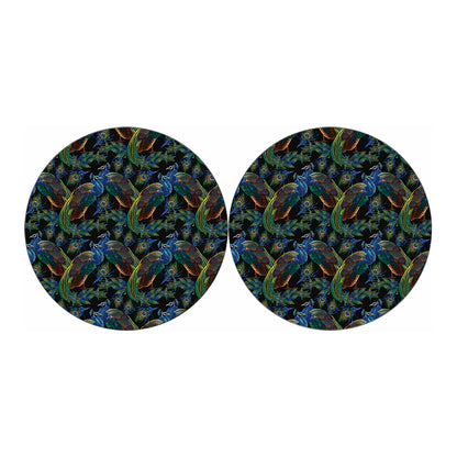 Embroidery Peacock Pattern Print Car Coasters