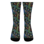Embroidery Peacock Pattern Print Crew Socks