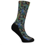 Embroidery Peacock Pattern Print Crew Socks