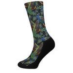 Embroidery Peacock Pattern Print Crew Socks