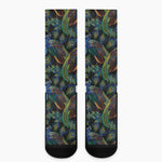 Embroidery Peacock Pattern Print Crew Socks