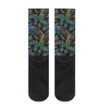 Embroidery Peacock Pattern Print Crew Socks