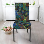 Embroidery Peacock Pattern Print Dining Chair Slipcover